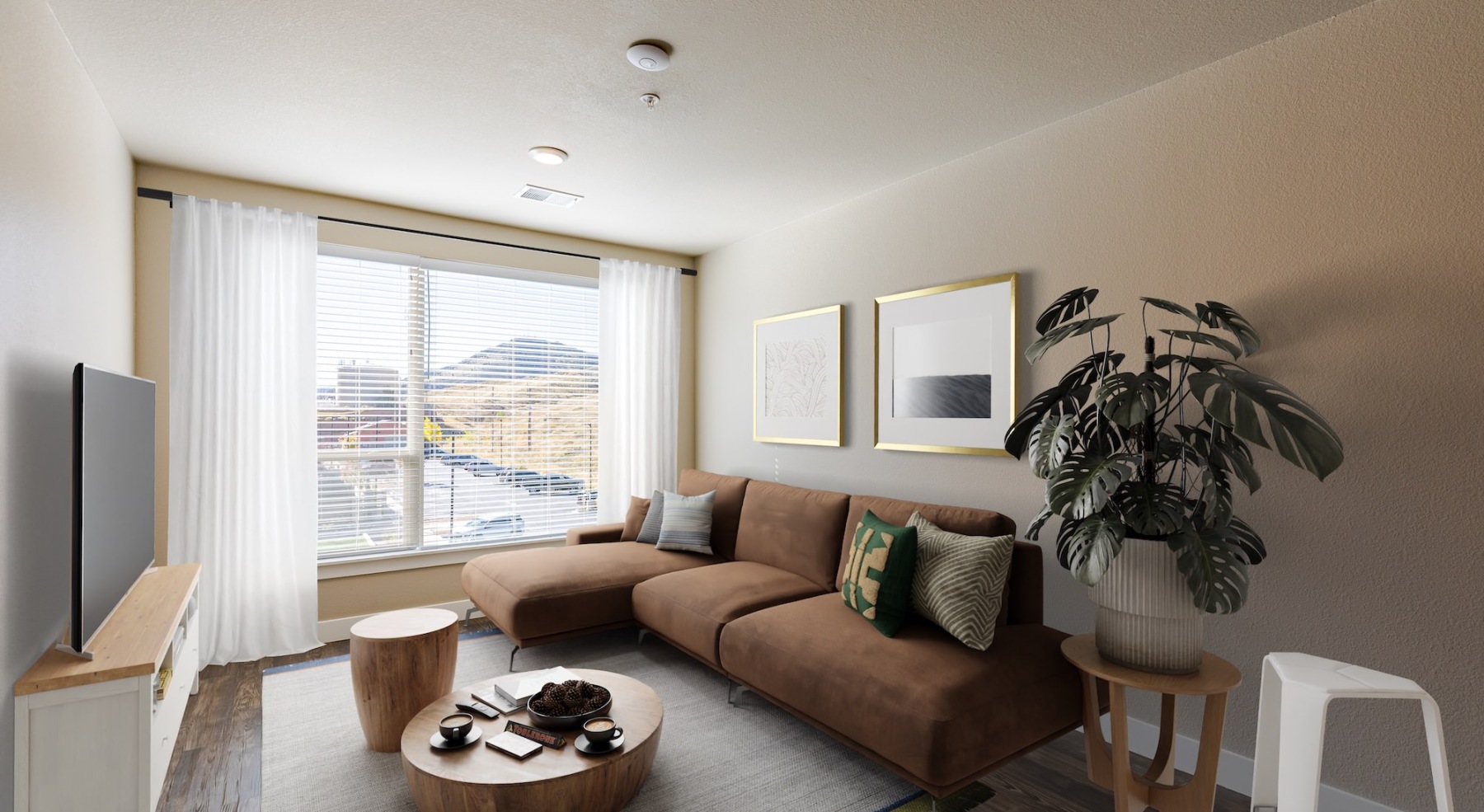 Open space living area with natural lighting